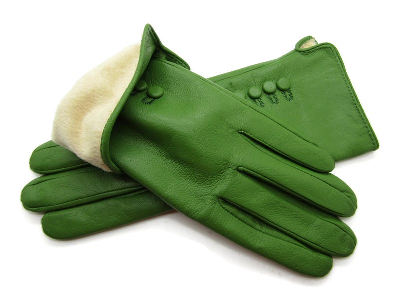 Womens Ladies Premium Quality Genuine Super Soft Leather Gloves Fully Lined Winter Warm Light Green