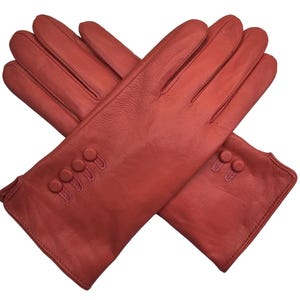Womens Ladies Premium Quality Genuine Super Soft Leather Gloves Fully Lined Winter Warm Peach