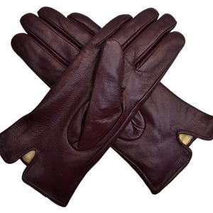 Womens Genuine Leather Gloves: Soft Fleece Lined Winter One Piece Gloves Purple