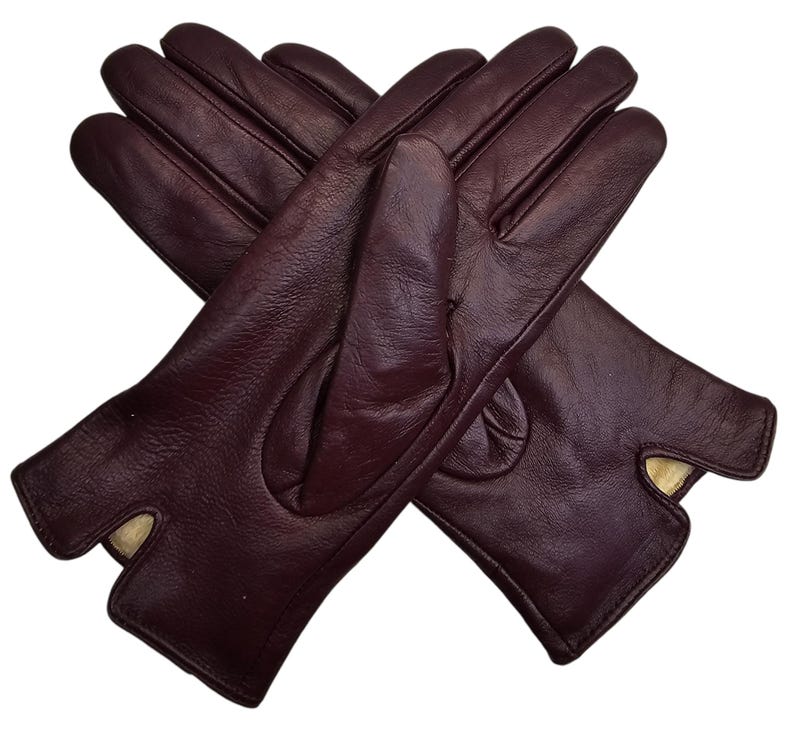 Womens Genuine Leather Gloves: Soft Fleece Lined Winter One Piece Gloves Purple