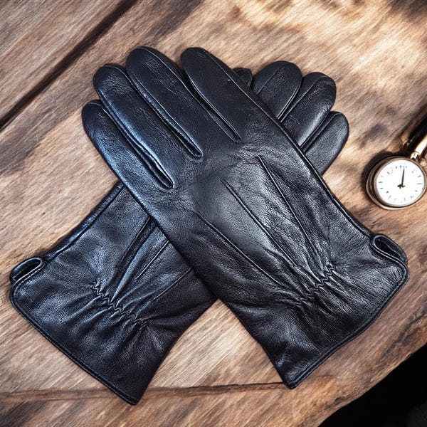 Mens Premium High Quality Super Soft Genuine Black Full Touchscreen Leather Gloves Fully Lined Winter Gloves