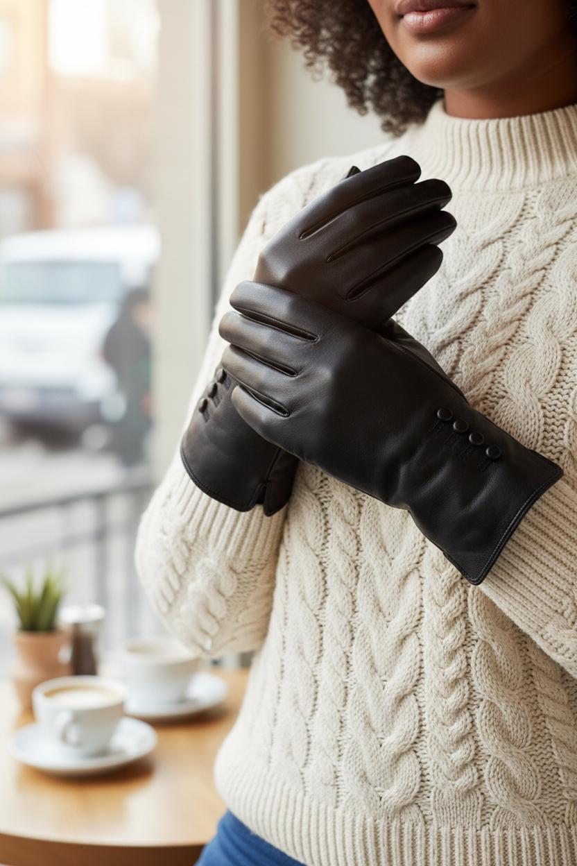 Nuovo Donna Premium di Qualità Vera pelle Morbida Guanti Pile Foderato Guida eBa