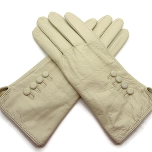Womens Ladies Premium Quality Genuine Super Soft Leather Gloves Fully Lined Winter Warm Cream