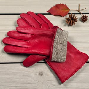 Women's Genuine Super Soft Leather Gloves Cashmere Wool Lined Full Touchscreen