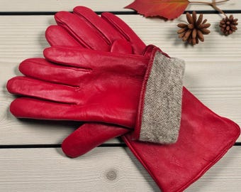 Women's Genuine Super Soft Leather Gloves Cashmere Wool Lined Full Touchscreen