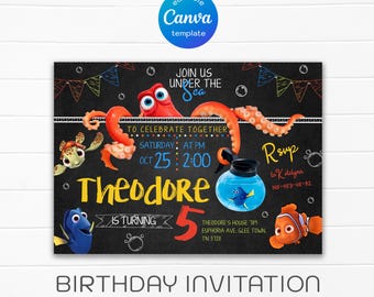 Printable Boy Birthday Invitation | nemo birthday invite | editable invitation | Instant Download | ocean birthday party