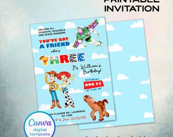 Toy Story Woody invitation, 3rd Bday To Infinity Beyond editable invitation, printable birthday Toy Story invite, boy girl birthday invite