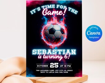 Soccer invitation, Champions League birthday invitation template, FIFA printable editable invite, Sports invite, Football Party