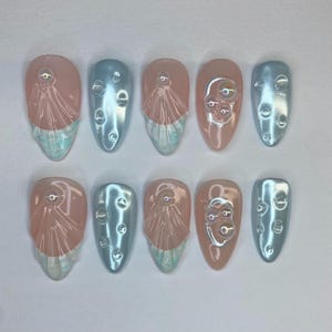 Summer Press On Nails - Vacation, Pearls, Seashell Nails
