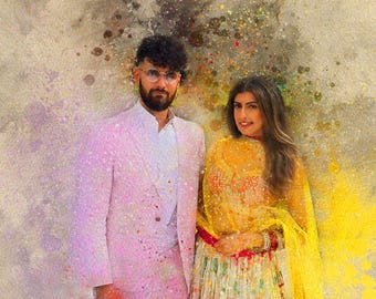 Personalised Glitter Effect Watercolour Portrait