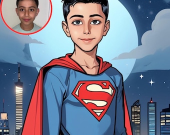 Personalised Paint By Numbers for KIDS Superman (1-3 Day Delivery Available UK only) Your Face! Our design!