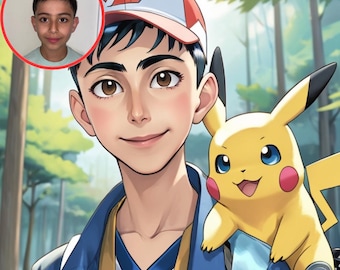 Personalized Pokemon Paint by Numbers Kit: Custom Photo Gift