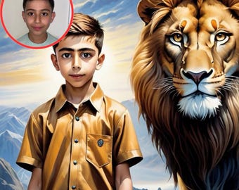 Personalised Paint By Numbers for KIDS Lion (1-3 Day Delivery Available UK only) Your Face! Our design!