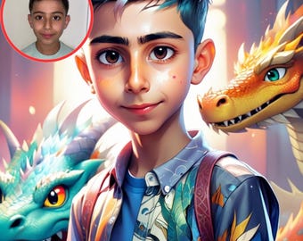 Personalised Paint By Numbers KIDS Dragon (1-3 Day Delivery Available UK only) Your Face! Our design!