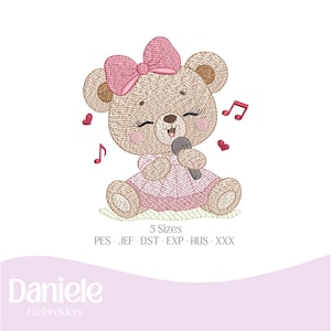 Broderidesign (färgkarta ingår), babydesign Lilla sångaren - Broderifil - Digital fil, 5 storlekar - Direkt nedladdning