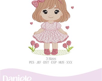 Motif de broderie « Fille mignonne » – Motif bébé fille – Broderie pour chambre d’enfant – Fichier de broderie machine – Téléchargement instantané