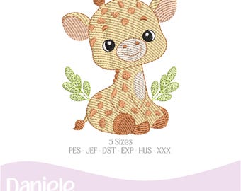 Motif de broderie (nuancier inclus), girafe pour bébé - Fichier de broderie numérique, 5 tailles - Téléchargement instantané