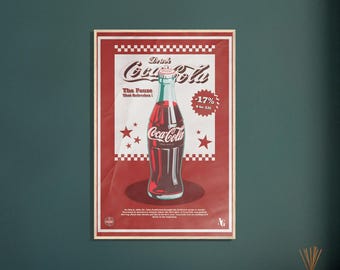 Retro Coca-Cola Framed Poster | Vintage Style Wall Art | Classic Semi-Gloss Paper | Ready-to-Hang