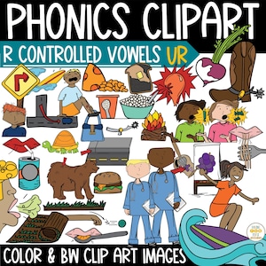 R-gecontroleerde klinker UR-woordclipart voor klankactiviteiten – Clip Art Science of Reading