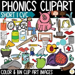 Short i CVC Words Clipart-geluiden Korte klinkers i Images Science of Reading