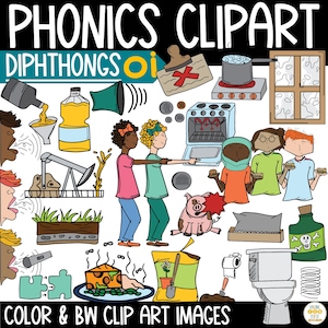Tweeklanken OI Woorden Clipart voor klankactiviteiten – Clip Art Science of Reading
