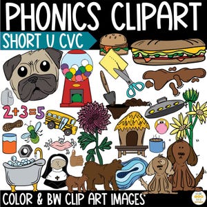 Short u CVC Words Clipart Phonics Short Vowel en Images Science of Reading