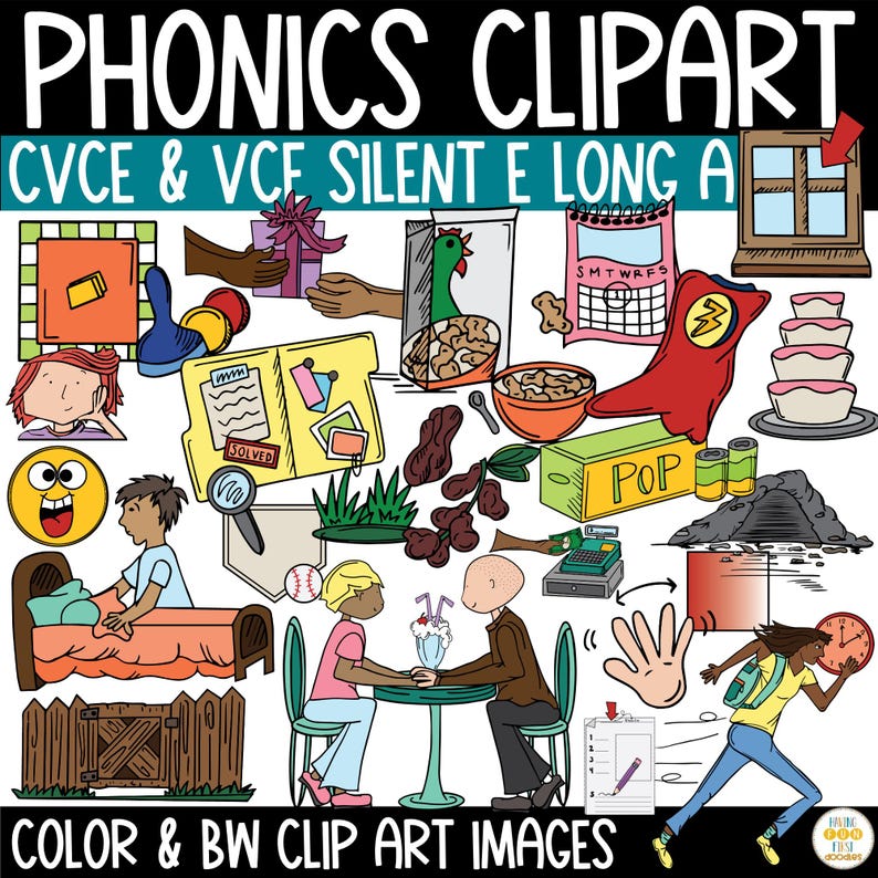 CVCE VCE Long A Words Clipart for Phonics Activities Silent E / Magic E ...