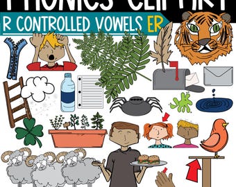 R-Controlled Vowel ER Word Clipart for Phonics Activities – Science of Reading Clip Art