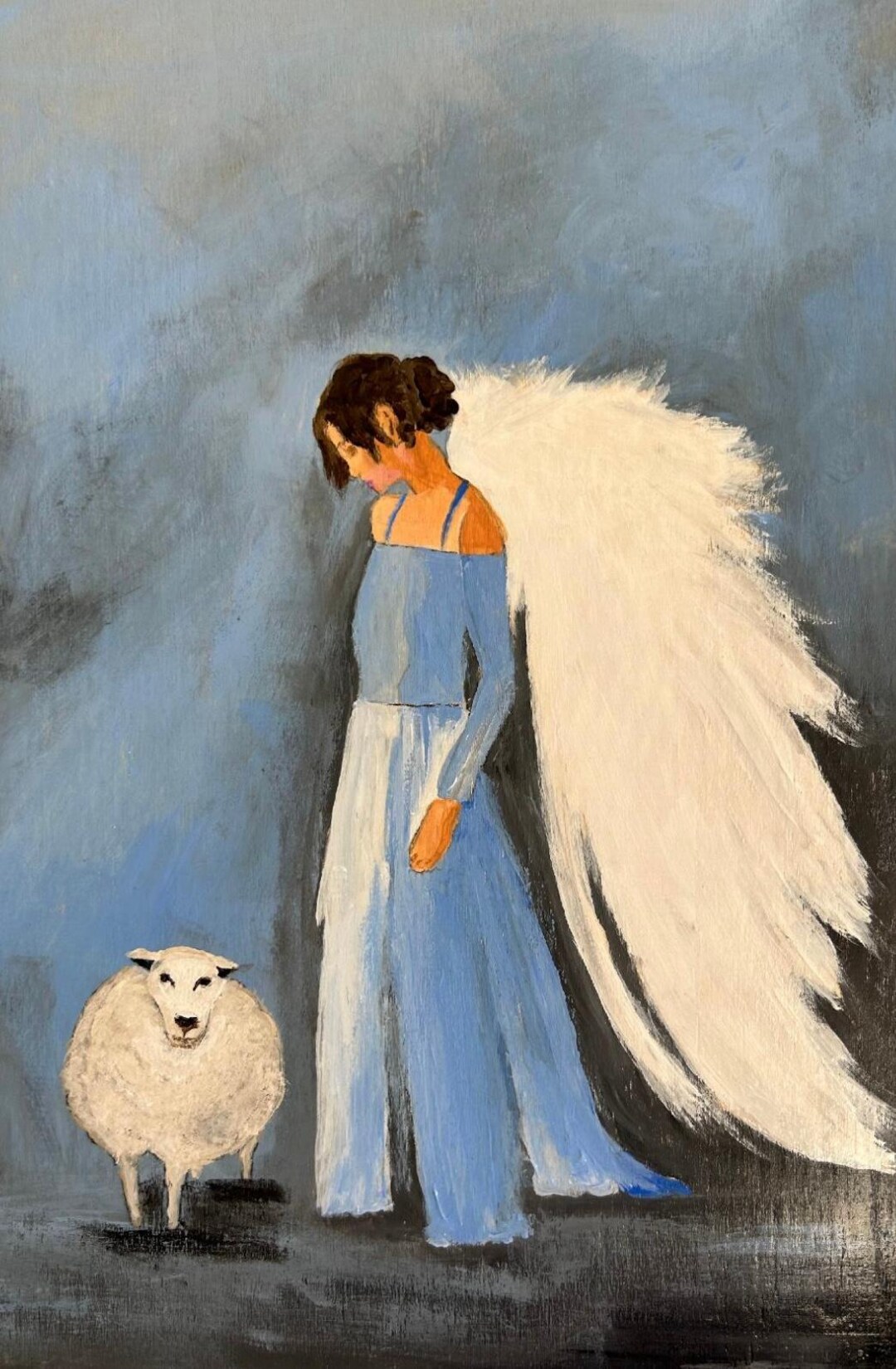 Painting, Acrylic - #A2 Angel With Sheep With Easel - 8