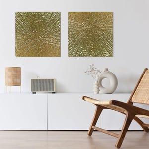 Set of 2 wall art, Plaster wall art large, Plaster wall art, plaster relief, gold leaf painting, gold painting, modern, dimensional wall art