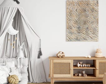 Arte mural en yeso texturizado, pintura moderna en relieve 3D