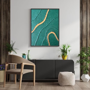 Green minimalist art, Dimensional wall art, Plaster Wall Art, Plaster Artwork, Plaster wall art large, large wall painting, relief art