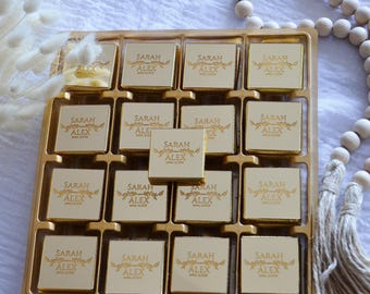 50 Pcs Luxury Chocolate, Customized Chocolate, Wedding Favors, Gold Chocolate, Favors For Guests, Wedding Table Decor, Communion Favors