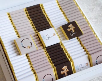 Personalized Baby Chocolate, Baby Boy Gift, Custom Name Chocolate Favors, Baby Shower Gift, Newborn Gift, Baptism Christening Favors
