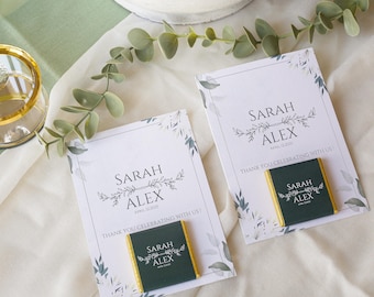 Personalized Wedding Carded Chocolates, Custom Engagement Favors, Guest Thank You Gifts, Elegant Wedding Favors