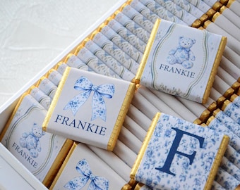 Gepersonaliseerde chocolaatjes voor pasgeboren baby's | Kraamcadeautjes | Cadeautjes op maat voor een babyshower | Traktaties voor doop- en communiefeesten | Chocolade in bulk