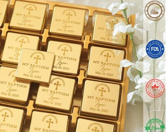 50 PCS Baptism Chocolate, Christening Chocolate Gift, Custom Baptism Chocolate, Holy Communion Chocolate, Baby Boy Baptism, Holy favors