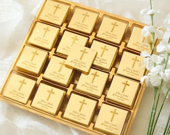 50 PCS Baptism Chocolate, Christening Chocolate Gift, Custom Baptism Chocolate, Holy Communion Chocolate, Baby Boy Baptism, Holy favors