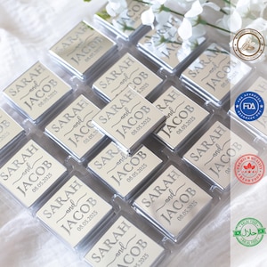 50 Plexiglass Gold Chocolate Favors,Customized Chocolate,Wedding Favors For Guest,Wedding Favors,Engagement Chocolate,Wedding Chocolate