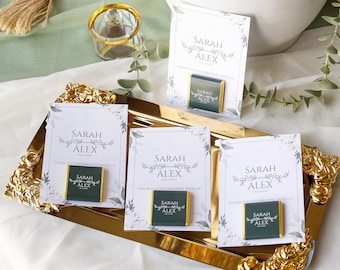 Personalized Wedding Carded Chocolates, Custom Engagement Favors, Guest Thank You Gifts, Elegant Wedding Favors