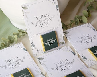 Personalized Wedding Carded Chocolates, Custom Engagement Favors, Guest Thank You Gifts, Elegant Wedding Favors