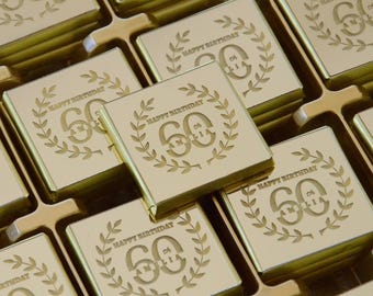 Custom Birthday Chocolate Favors | Personalized Plexiglass & Mirror Chocolates | 30th 40th 50th 60th 70th 80th 90th 100th Celebrations