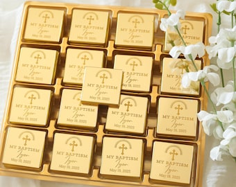 50 PCS Baptism Chocolate, Christening Chocolate Gift, Custom Baptism Chocolate, Holy Communion Chocolate, Baby Boy Baptism, Holy favors