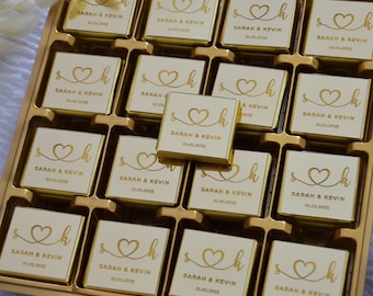 50 Pcs Luxury Chocolate, Customized Chocolate, Wedding Favors, Gold Chocolate, Favors For Guests, Wedding Table Decor, Communion Favors