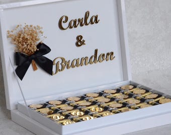 Wedding Favors, Luxury Chocolate, Plexiglass Box, Custom Engagement Treats