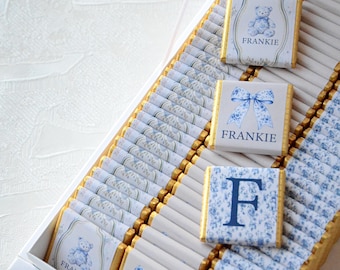50 gepersonaliseerde chocoladebedankjes voor een babyshower, chocolade op maat, bedankjes voor de pasgeborene, chocolade voor een babyshower, babycadeau, feestbedankjes, chocolade in bulk
