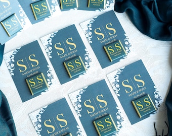 Luxury Personalized Wedding Carded Chocolates, Custom Engagement Favors, Guest Thank You Gifts