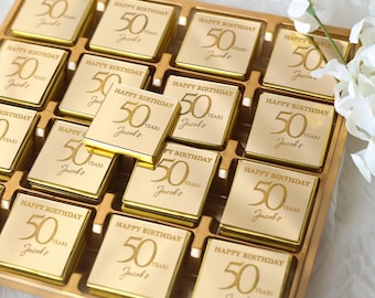 Custom Birthday Chocolates, Personalized 50th Birthday Favors, Luxury Chocolate