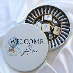 Chocolade bedankjes babyshower, gepersonaliseerde chocolade, bedankjes bruiloft, aangepaste chocolade voor babyshower, welkomstcadeau baby