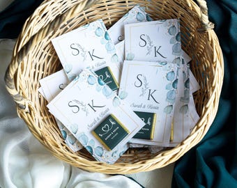 Personalized Wedding Carded Chocolates, Custom Engagement Favors, Guest Thank You Gifts, Elegant Wedding Favors
